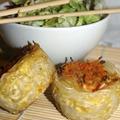 Вегетариански гнезда от паста със свежа салата